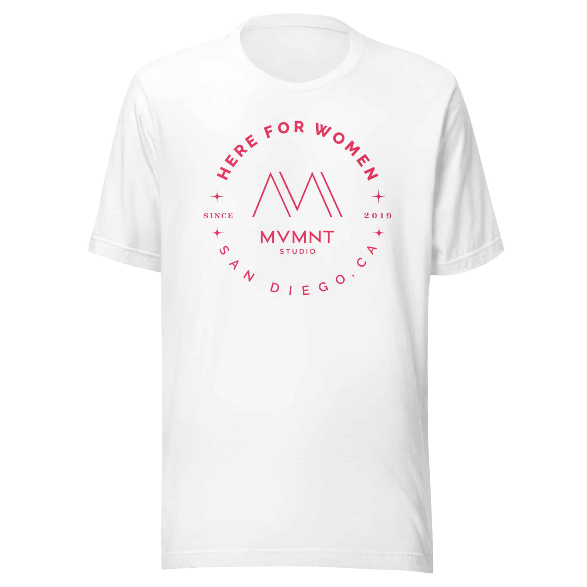Here For Women – White Unisex t-shirt (Coral)