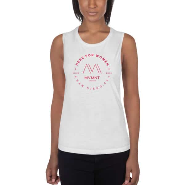 Here For Women - White Muscle Tank (Coral)