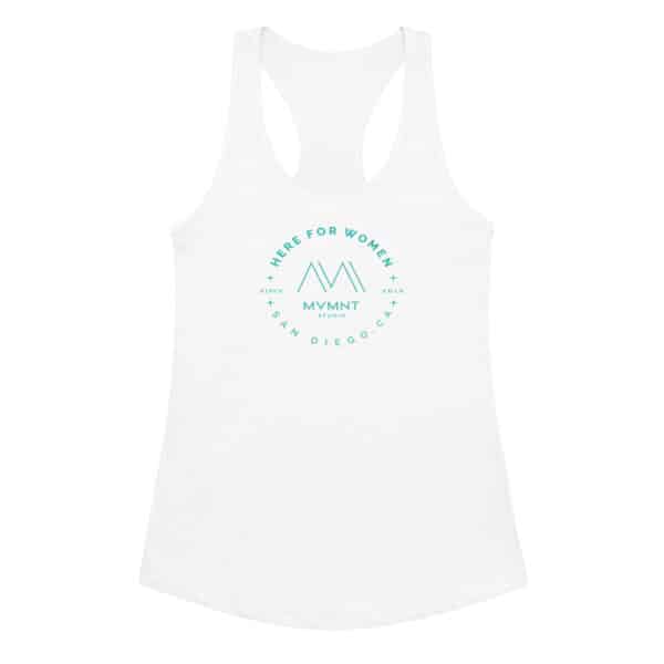 Here For Women - White Racerback Tank Top (Teal)