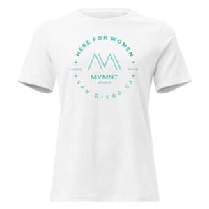 Here For Women - White MVMNT Tee (Teal)