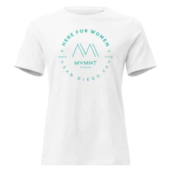 Here For Women - White MVMNT Tee (Teal)